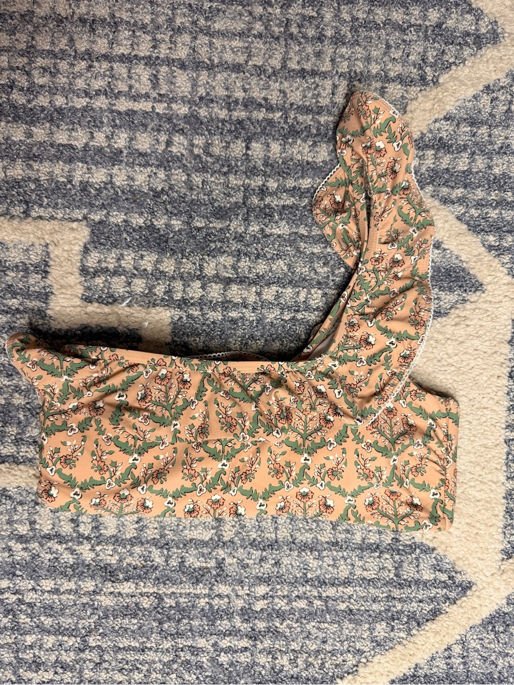 NWOT Roller Rabbit Hampton One-Shoulder Ruffle Bikini Top
